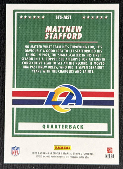 Matthew Stafford 2021 Panini Chronicles Stars and Stripes Rams Sports Trading Card