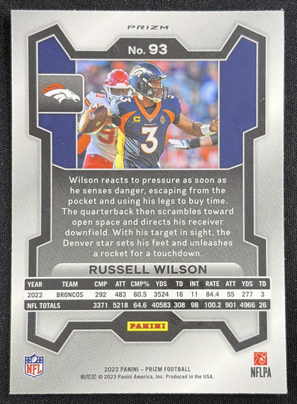 Russell Wilson 2023 Panini Prizm Orange Ice Broncos Sports Trading Card