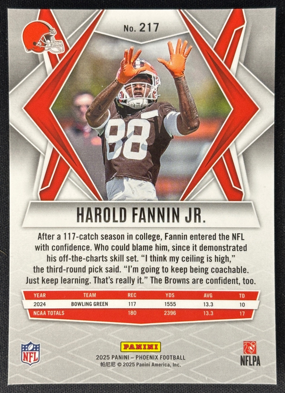 Harold Fannin Jr. 2025 Phoenix Browns Sports Trading Card