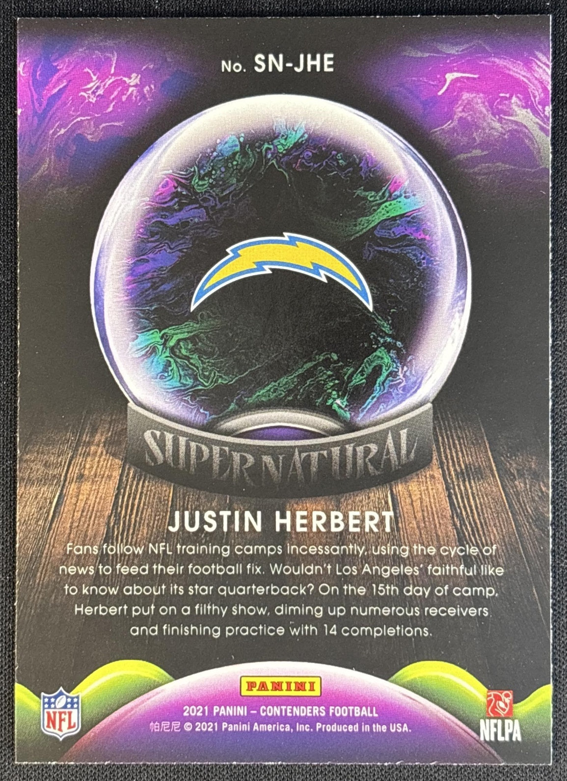 Justin Herbert 2021 Panini Contenders Supernatural Chargers