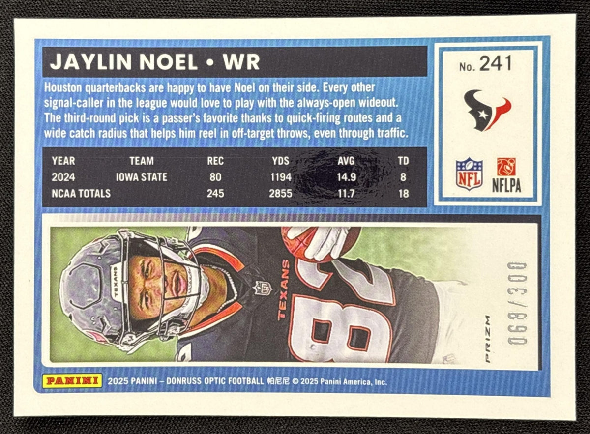 Jaylin Noel 2025 Panini Donruss Optic Rated Rookie Wave Prizm /300 Texans