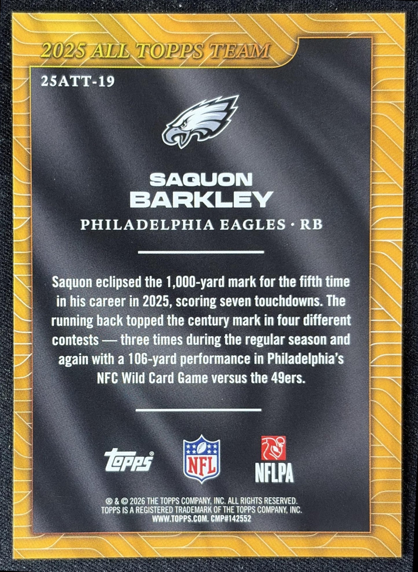 Saquon Barkley 2026 Topps 2025 All-Topps Team Eagles back