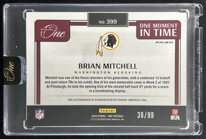 Brian Mitchell 2024 Panini One Moment in Time Auto /99 Redskins Back