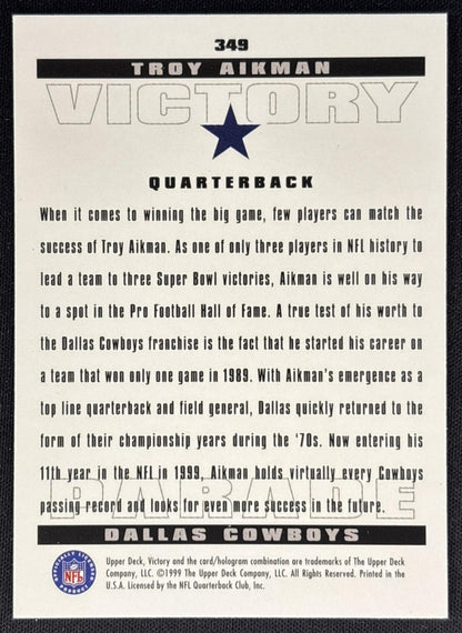 Troy Aikman 1999 Upper Deck Victory Cowboys Sports Trading Cards