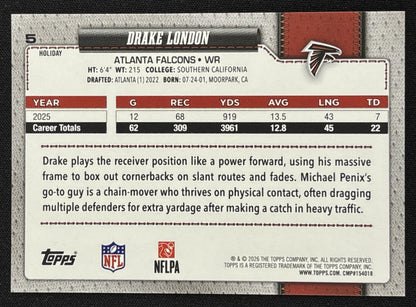 Drake London 2026 Topps Holiday Glitter Falcons | Atlanta Falcons