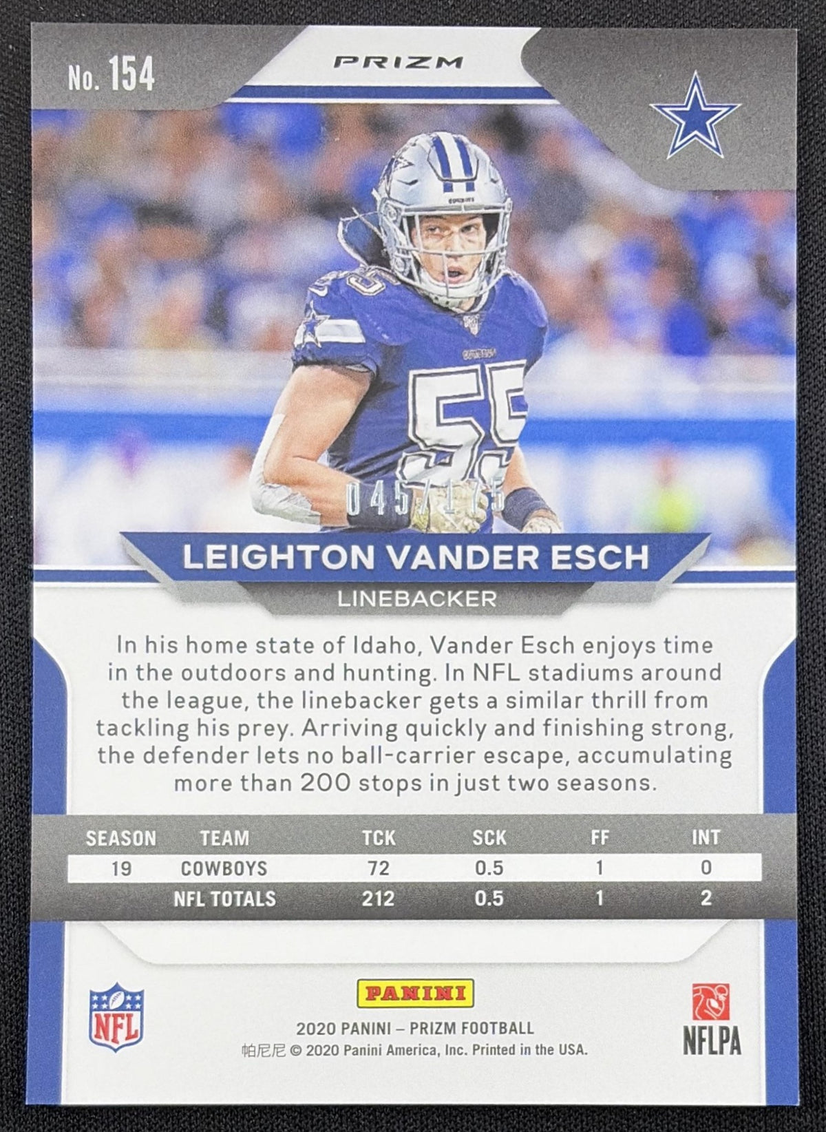 Leighton Vander Esch 2020 Panini Prizm Hyper /175 Cowboys Dallas Cowboys