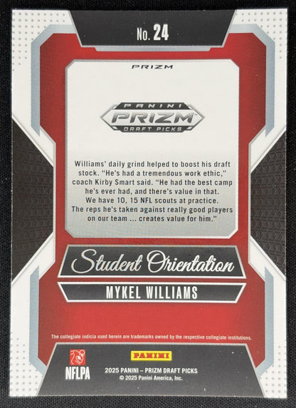 Mykel Williams 2025 Prizm Draft Picks Student Orientation Red Ice 49ers Back