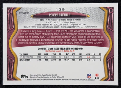 Robert Griffin III 2013 Topps Chrome Blue Wave Refractor Redskins