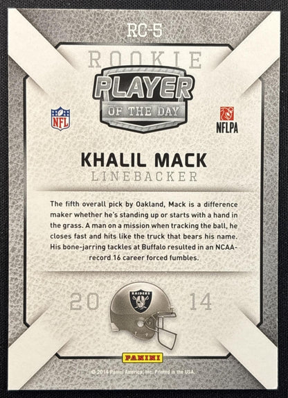 Khalil Mack 2014 Panini Player of the Day Raiders back