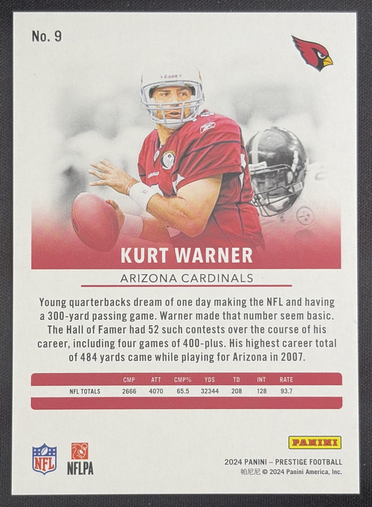 Kurt Warner 2024 Panini Prestige Blue Xtra Points /599 Cardinals Sports Trading Card