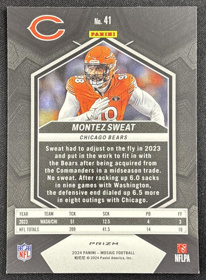 Montez Sweat 2024 Panini Mosaic Red Sparkle Prizm Bears