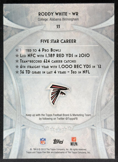 Roddy White 2013 Topps Five Star /208 Falcons back