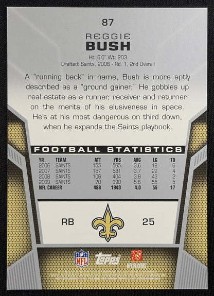Reggie Bush 2010 Topps Unrivaled Gold 1/499 Saints New Orleans Saints Sports Trading Card
