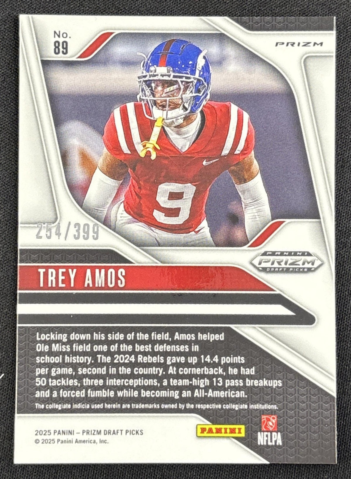 Trey Amos 2025 Panini Prizm Draft Picks Red /399 Rebels