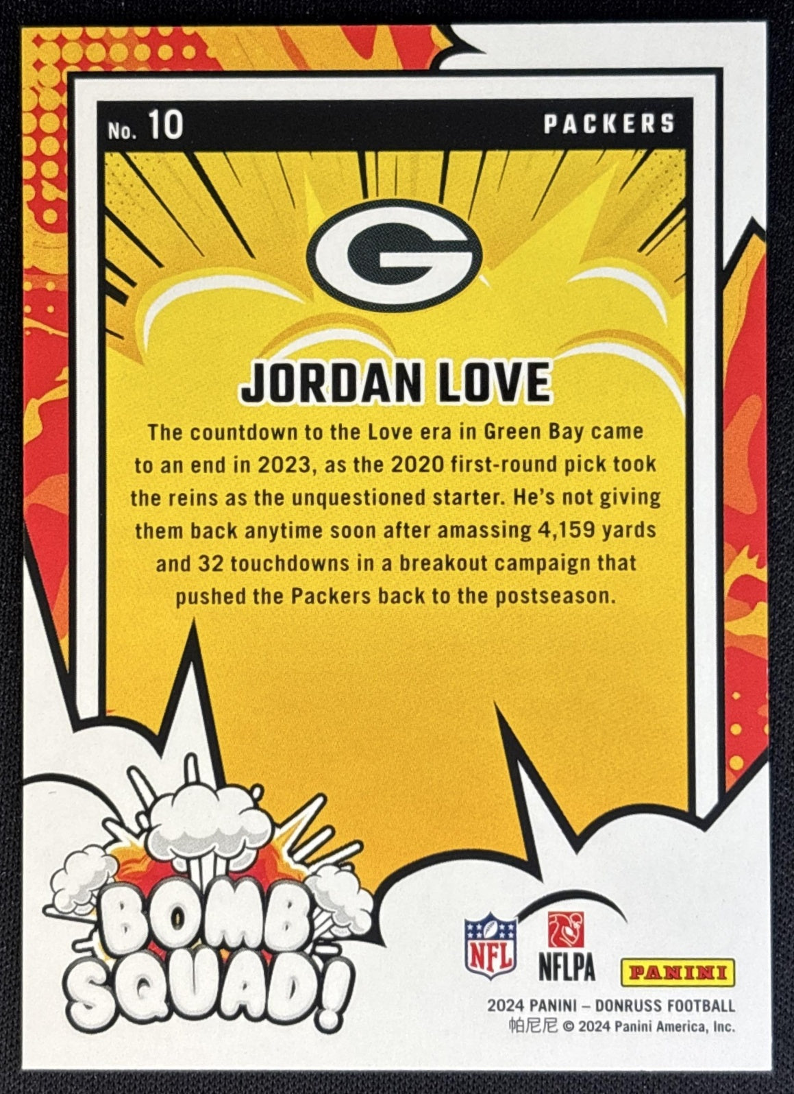 Jordan Love 2024 Panini Donruss Bomb Squad Packers Football
