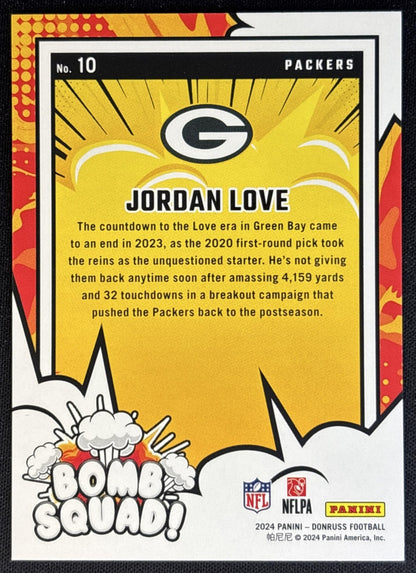 Jordan Love 2024 Panini Donruss Bomb Squad Packers Football