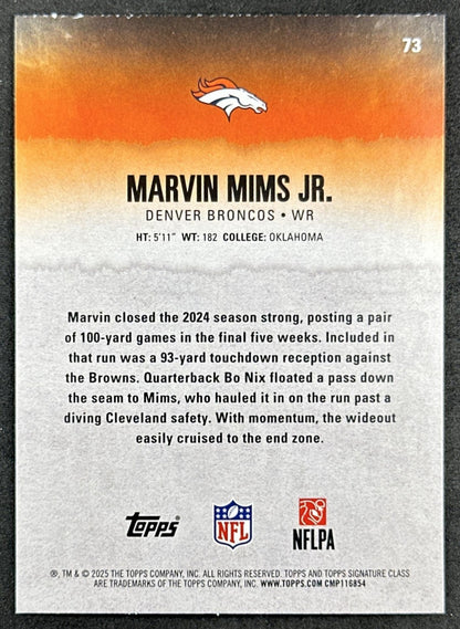 Marvin Mims Jr. 2025 Topps Signature Class Veteran Green & Purple Foil Broncos