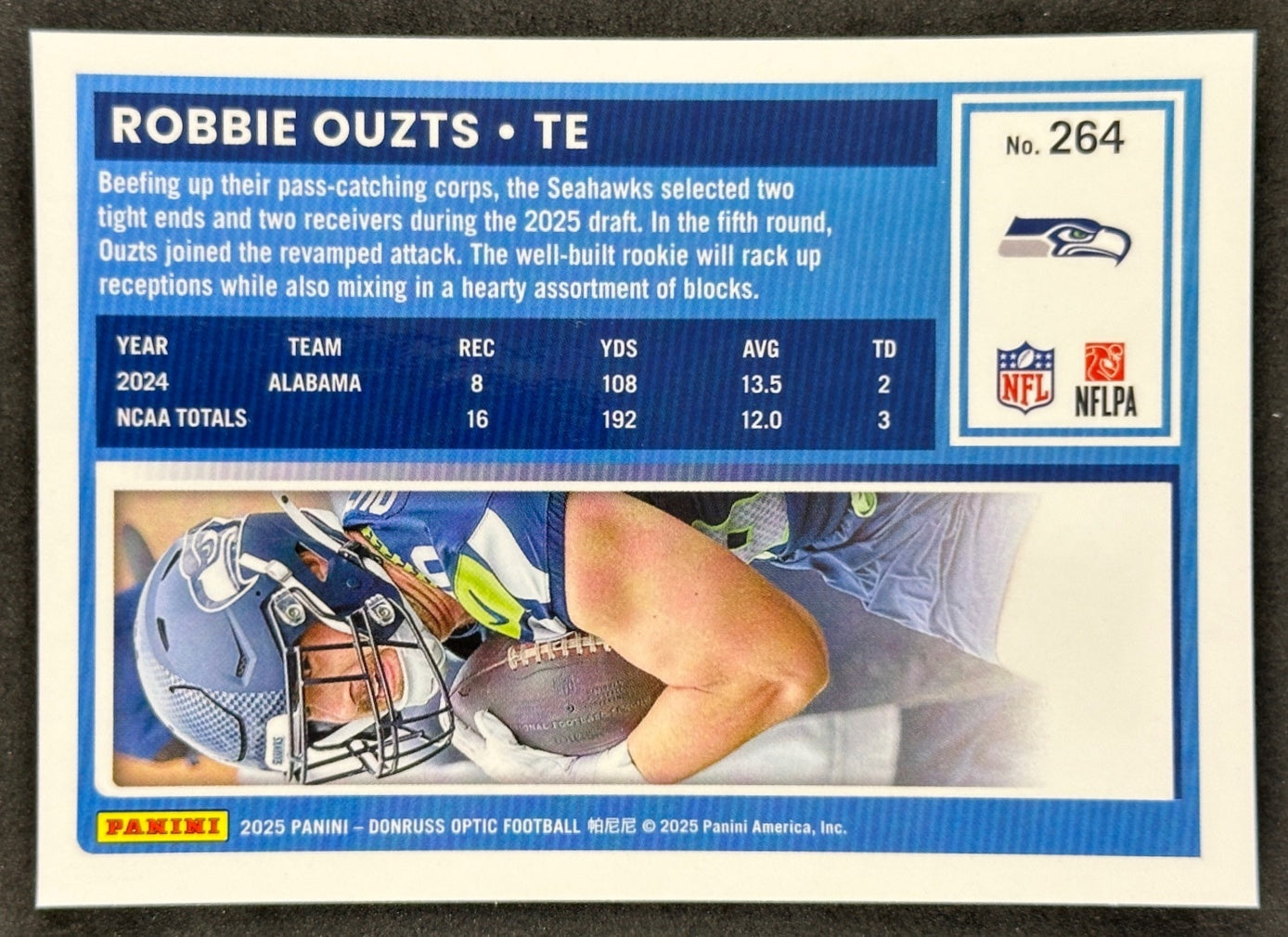Robbie Ouzts 2025 Donruss Optic Rated Rookie Seahawks Sports Trading Card