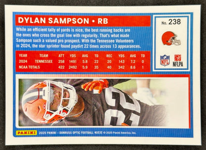 Dylan Sampson 2025 Donruss Optic Rated Rookie Browns Sports Trading Card