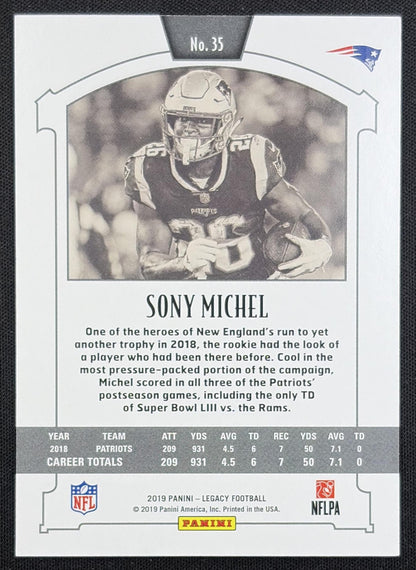 Sony Michel 2019 Panini Legacy Red /299 Patriots New England Patriots
