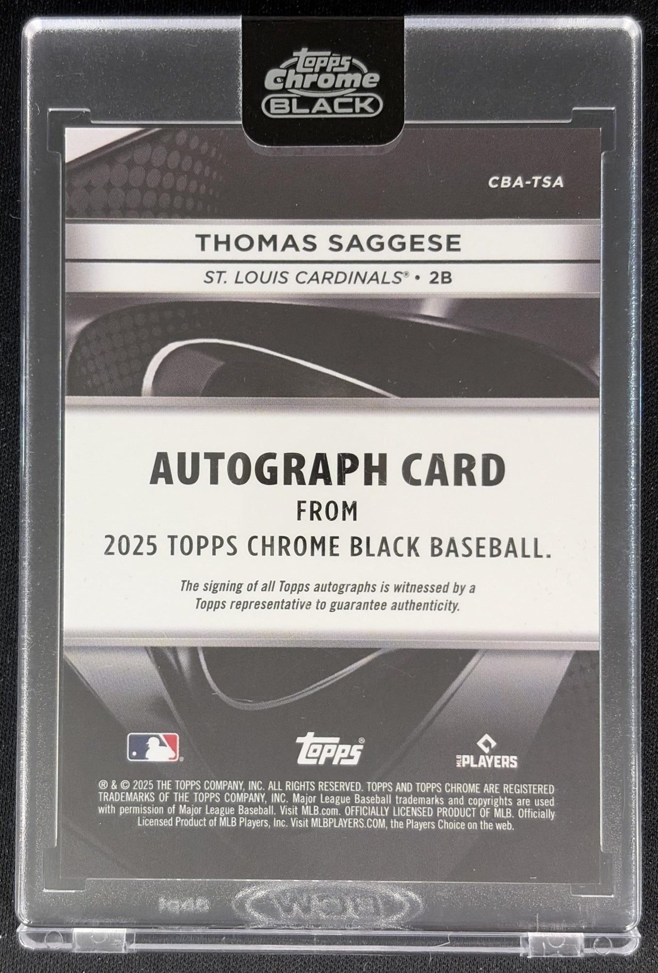Thomas Saggese 2025 Topps Chrome Black Auto Cardinals Sports Trading Cards