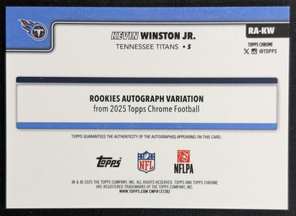 Kevin Winston Jr. 2025 Topps Chrome Rookie Auto Pink Refractor /250 Titans back