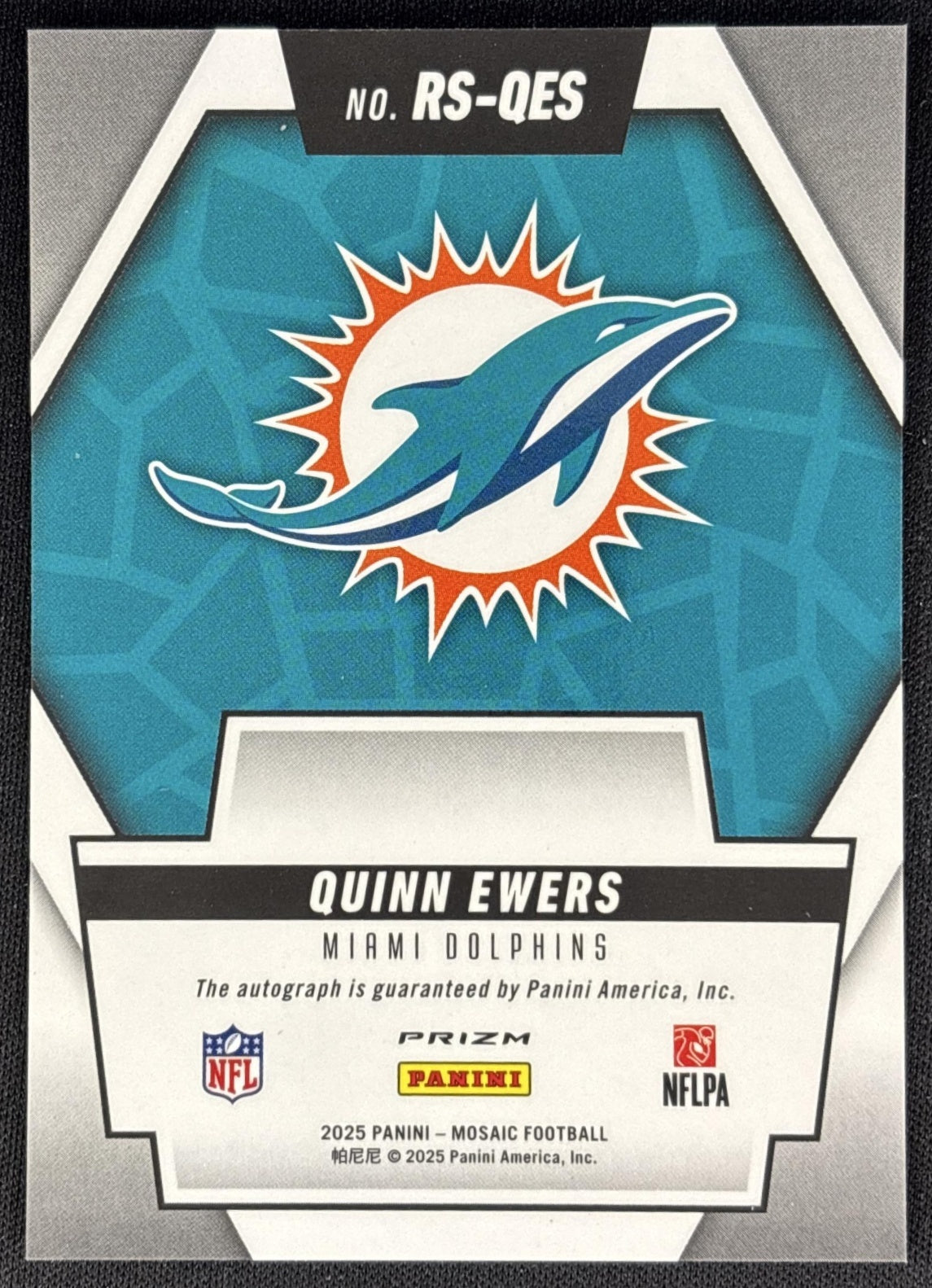 Quinn Ewers 2025 Panini Mosaic Rookie Scripts Dolphins Sports Trading Cards
