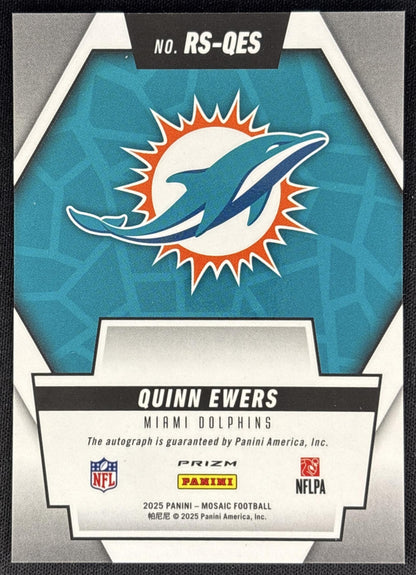 Quinn Ewers 2025 Panini Mosaic Rookie Scripts Dolphins Sports Trading Cards