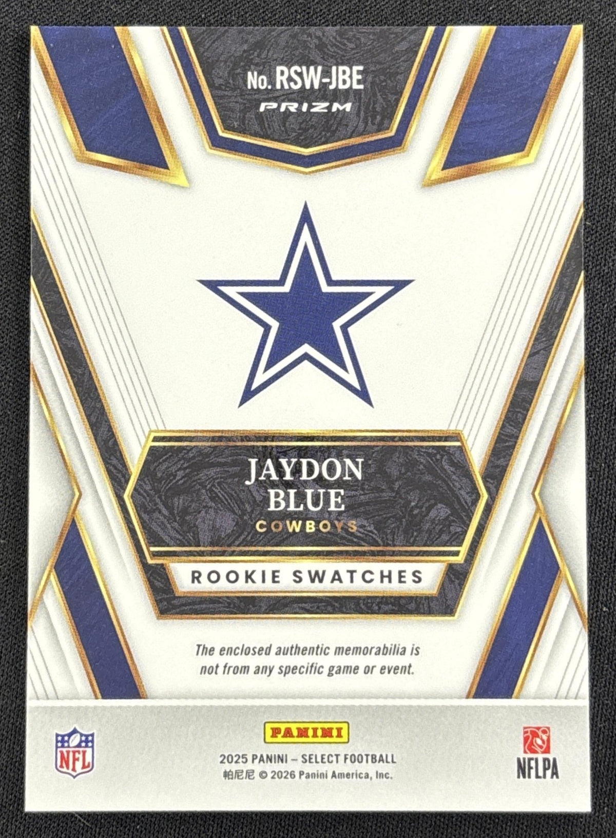 Jaydon Blue 2025 Panini Select Rookie Swatches Red Prizm Cowboys