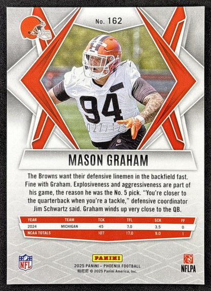 Mason Graham 2025 Panini Phoenix Yellow Lava Prizm /125 Browns back
