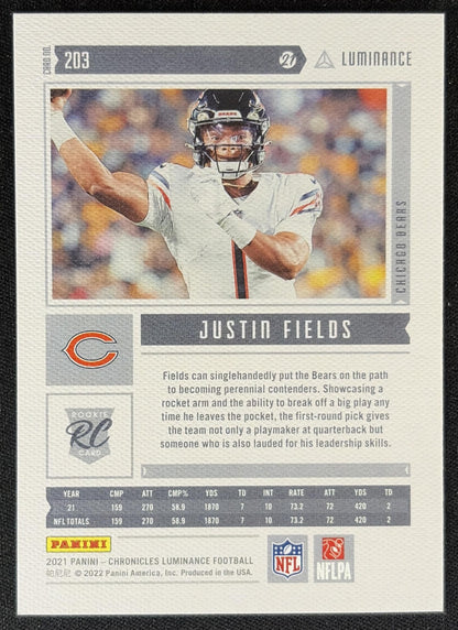 Justin Fields 2021 Panini Chronicles Luminance Update Rookies Bears