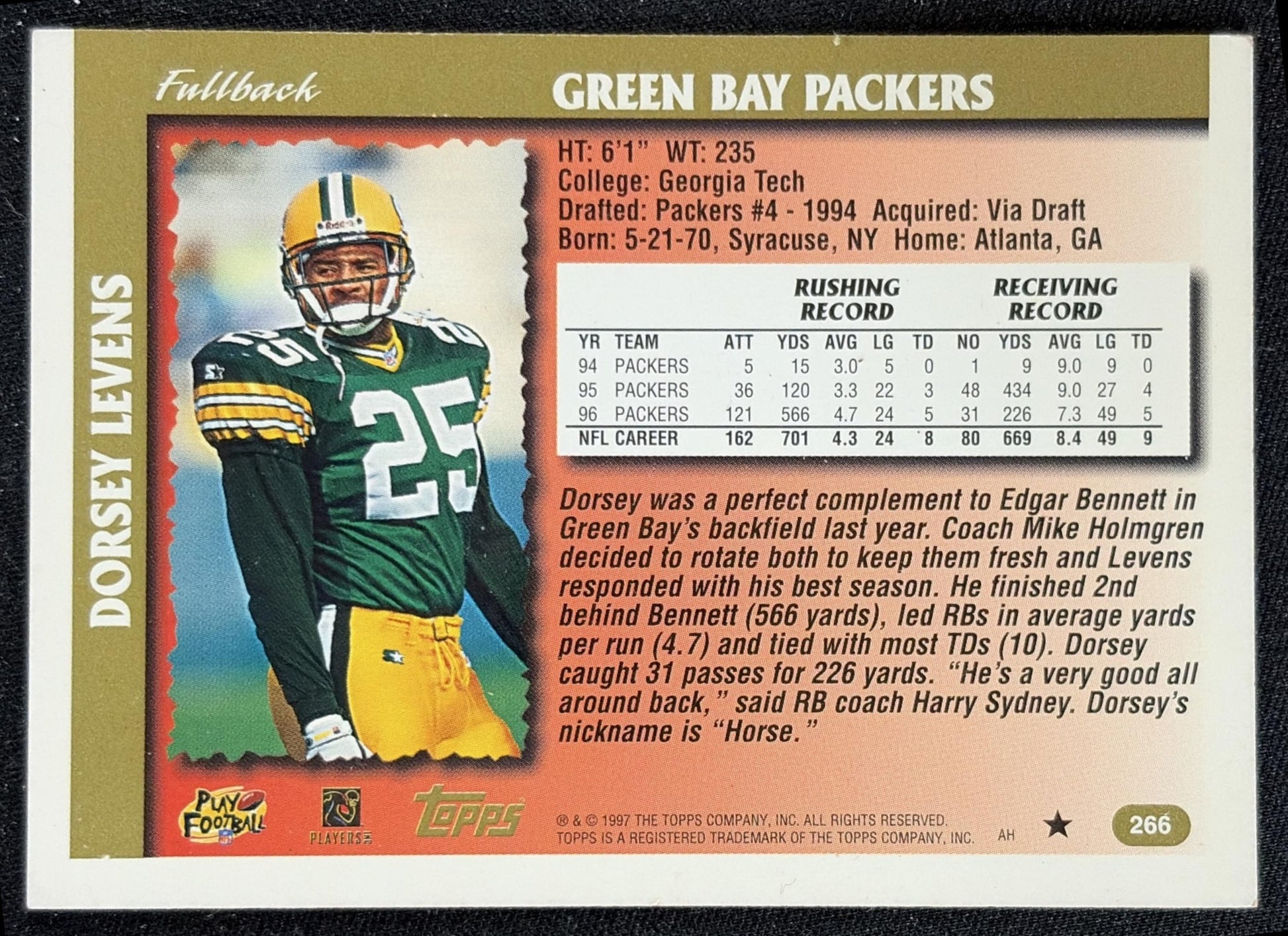 Dorsey Levens 1997 Topps Packers
