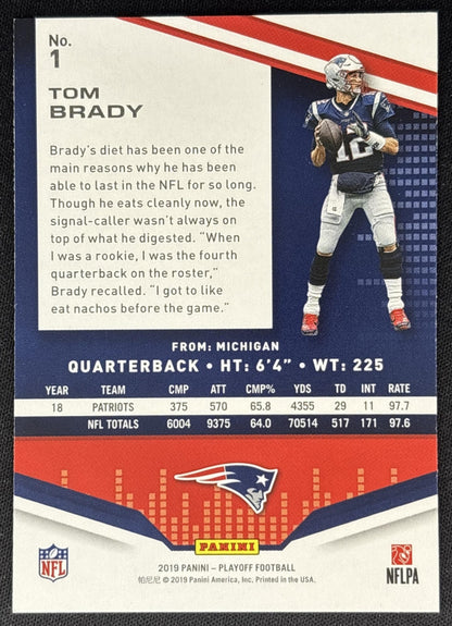 Tom Brady 2019 Panini Playoff Patriots Sports Trading Cards