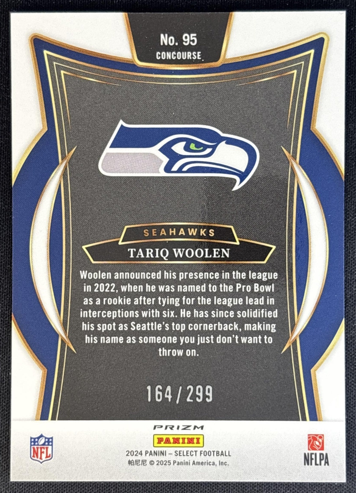 Tariq Woolen 2024 Panini Select Concourse Tri-Color Prizm /299 Seahawks back