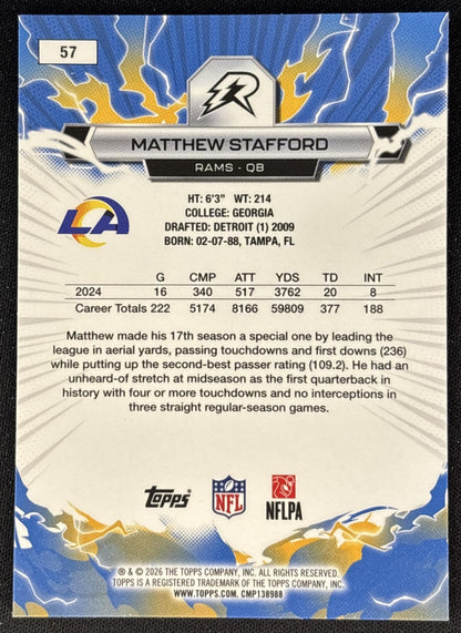 Matthew Stafford 2025 Topps Resurgence Rams Los Angeles Rams back