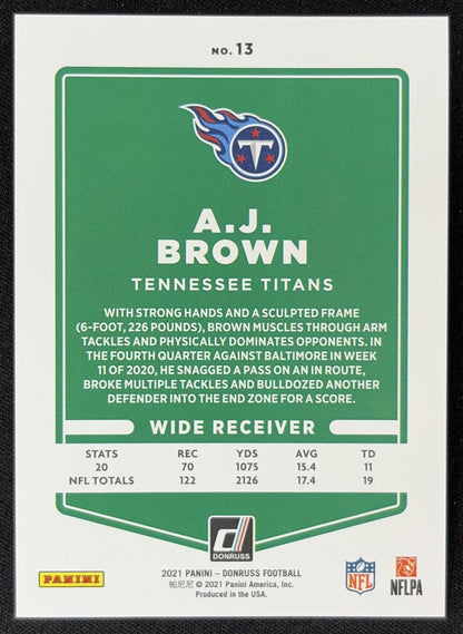 A.J. Brown 2021 Panini Donruss Press Proof Premium Titans - Tennessee Titans