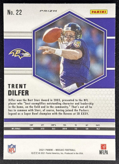 Trent Dilfer 2021 Panini Mosaic Prizm Reactive Orange Ravens back
