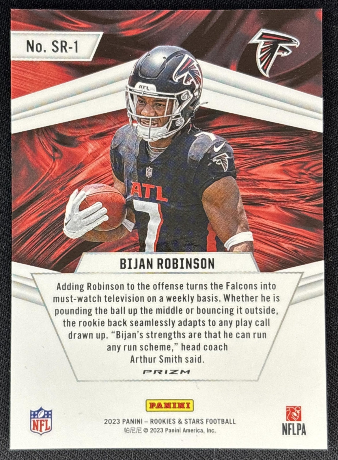 Bijan Robinson 2023 Panini Rookies & Stars Stellar Red Plaid Falcons Back