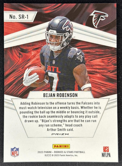 Bijan Robinson 2023 Panini Rookies & Stars Stellar Red Plaid Falcons Back