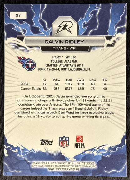 Calvin Ridley 2025 Topps Resurgence Titans Tennessee Titans back