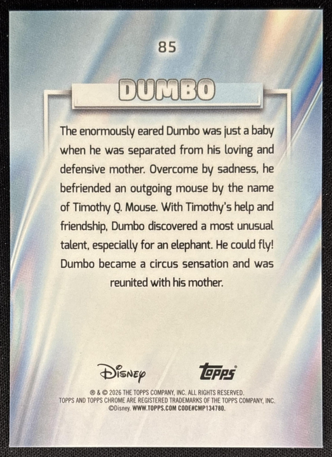 Dumbo 2026 Topps Chrome Disney back
