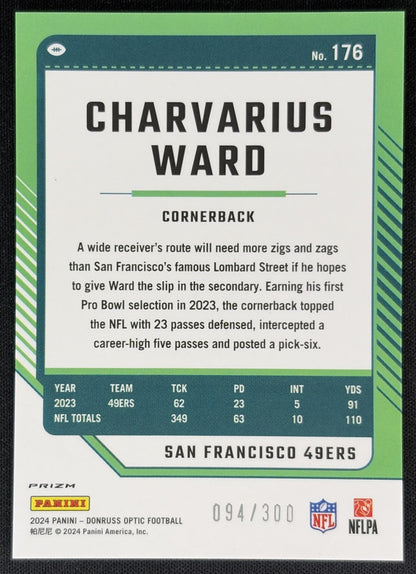 Charvarius Ward 2024 Panini Donruss Optic Wave /300 49ers back