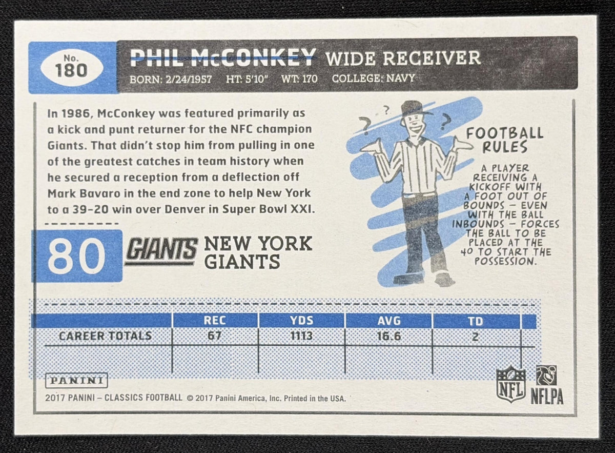 Phil McConkey 2017 Panini Classics Blue Back /175 Giants