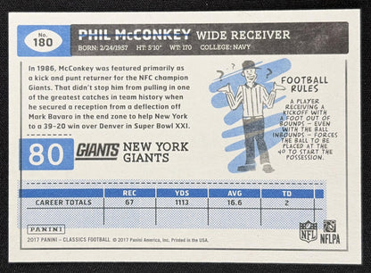 Phil McConkey 2017 Panini Classics Blue Back /175 Giants