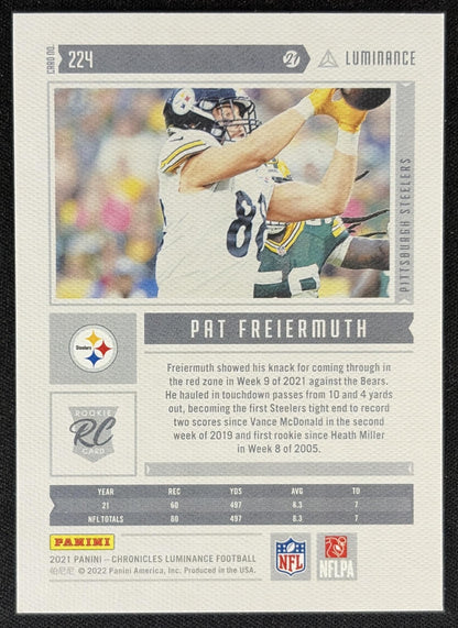 Pat Freiermuth 2021 Panini Chronicles Luminance Update Rookies Steelers