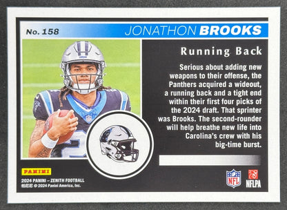 Jonathon Brooks 2024 Zenith Rookie Green 2 Minute Drill Panthers Sports Trading Card