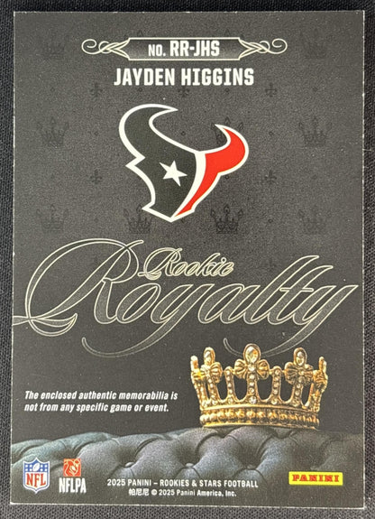Jayden Higgins 2025 Panini Rookies & Stars Rookie Royalty Texans Sports Trading Cards