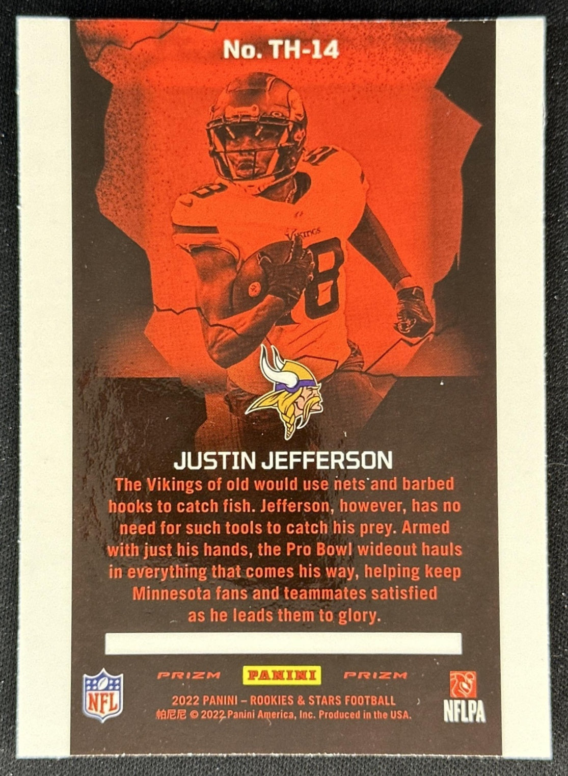 Justin Jefferson 2022 Panini Rookies & Stars Thrillers Silver Vikings back