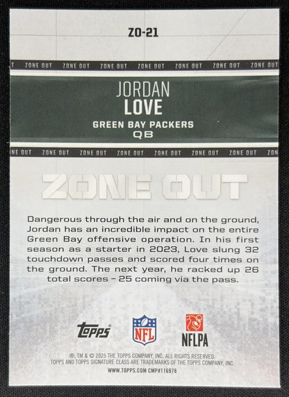 Jordan Love 2025 Topps Signature Class Zone Out Packers
