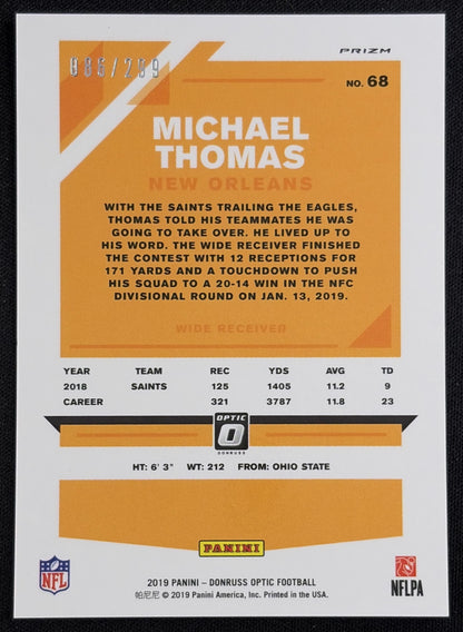 Michael Thomas 2019 Panini Donruss Optic Aqua /299 Saints